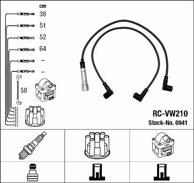 X BUJİ KABLOSU CADDY 85-92 GOLF I-II-JETTA II-PASSAT 85-88 T4 2.0-1.9 RC-VW210 AEE-ALM