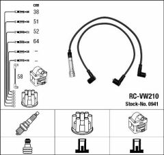 X BUJİ KABLOSU CADDY 85-92 GOLF I-II-JETTA II-PASSAT 85-88 T4 2.0-1.9 RC-VW210 AEE-ALM