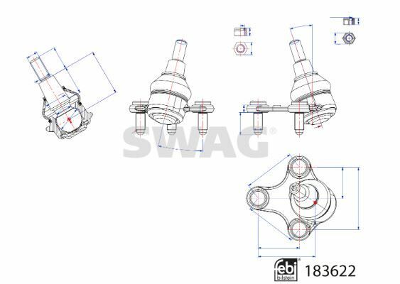 ROTİL CIVATALARA VE SOMUNLARA SAHİP OLAN VW FEBI 183622