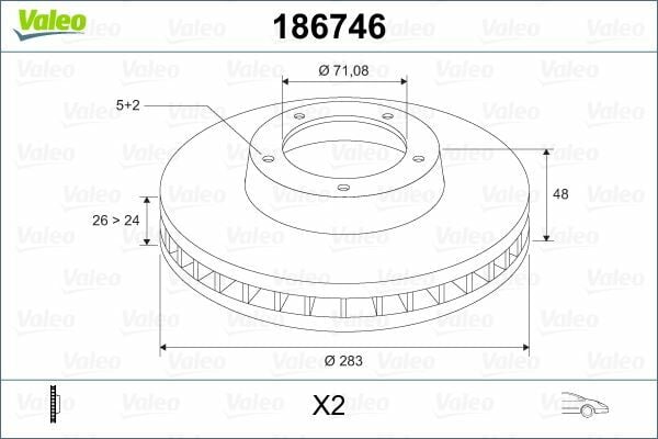 ÖN FREN AYNASI 407 1.6HDI 1.8-2.016V-2.0HDI 04 607 2.0 00 508 10 283x26x5DLxHAVALI