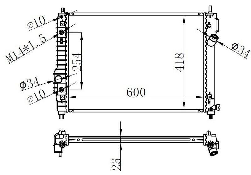 RADYATOR BRAZİNG AT 600X418X26 KALOS/ AVEO 1.2İ/1.6İ 05