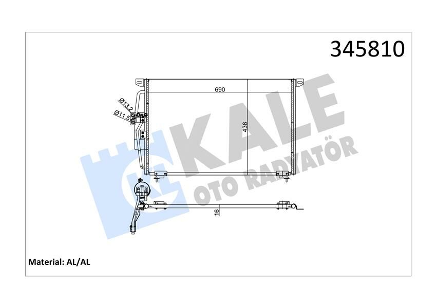 KLİMA KONDENSERİ OMEGA B 665x450x16 AL/AL