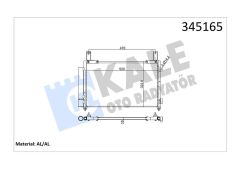 KLİMA KONDENSERİ CHEVROLET SPARK 1.0-1.2 05 535X305X16 OTO.-MEK. AL/AL