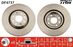 ÖN FREN AYNASI CORSA D 07 CORSA E 14 ADAM 13 PUNTO EVO-GRANDE PUNTO 05 284x22x6DLxHAVALI 15 İNÇ 55702646