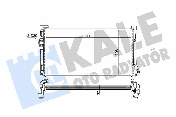 SU RADYATÖRÜ FIAT IDEA 04 PUNTO 03 LANCIA YPSILON 06 1.3DMTJ MT BRAZING 580x308x32