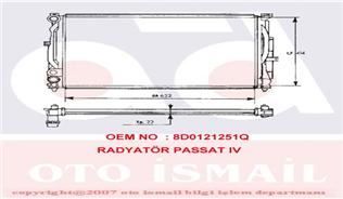 RADYATÖR PASSAT-A4-A6-SUPERB 1.6-1.8-2.4-1.9TDI-2.6-2.3 VR5-2.0-2.8 AC KLİMASIZ MEK 632x414x23
