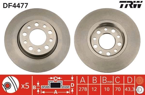 ARKA FREN AYNASI ALFA ROMEO 159 05 GIULIETTA 10 SPIDER 06 FIAT 500 X 14 JEEP RENEGADE 14 COMPASS 16 278x12x43