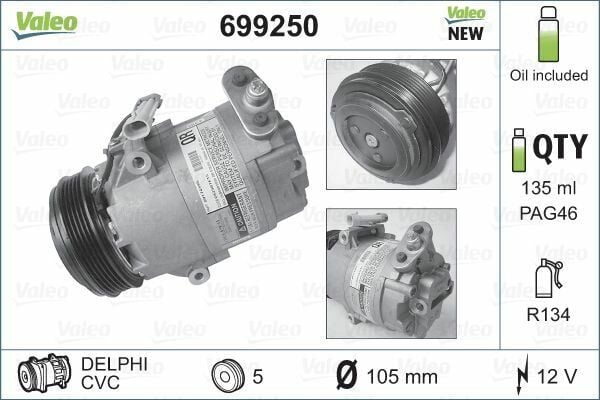 KLİMA KOMPRESÖRÜ ASTRA G 1.4 16V-1.6 16V-1.8 16V-2.0 16V 98-05 109mm