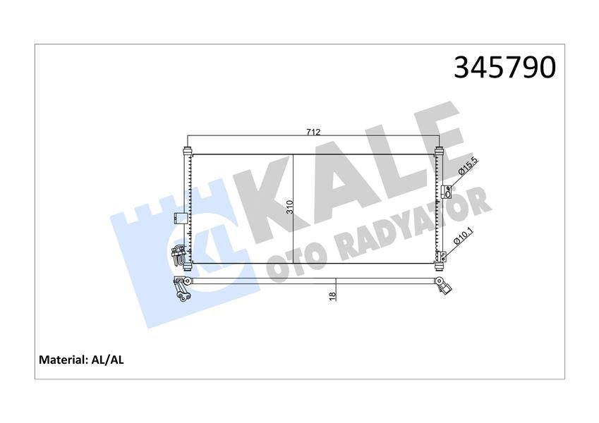 KLİMA KONDENSERİ NISSAN ALMERA 1.5-1.8-2.2Dİ-DCİ-PRIMERA 1.6-1.8-2.0-2.2 Dİ 02 688x304x17 AL/AL