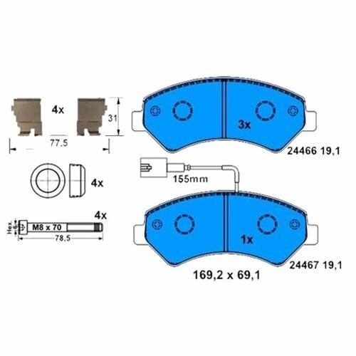 ÖN BALATA DUCATO 3-4-BOXER 3-4-JUMPER 3-4 06 11 16Q-20Q- KARSAN JEST TEK FİŞLİ